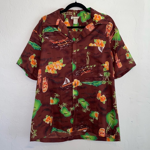 Vintage 1970s Made in Hawaii Tropical Button-Down Hawaiian Shirt - Picture 1 of 3